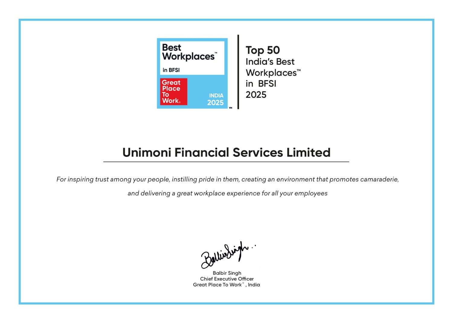 India’s Best Workplaces™ in BFSI 2025