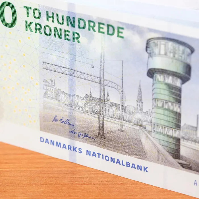 Danish Krone currency note on the table