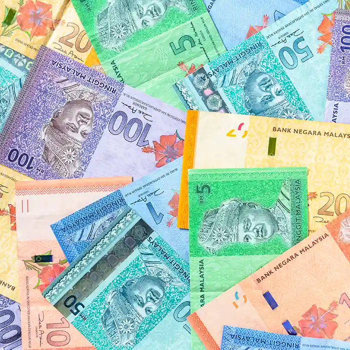 closeup view of Malaysian Ringgit currency notes