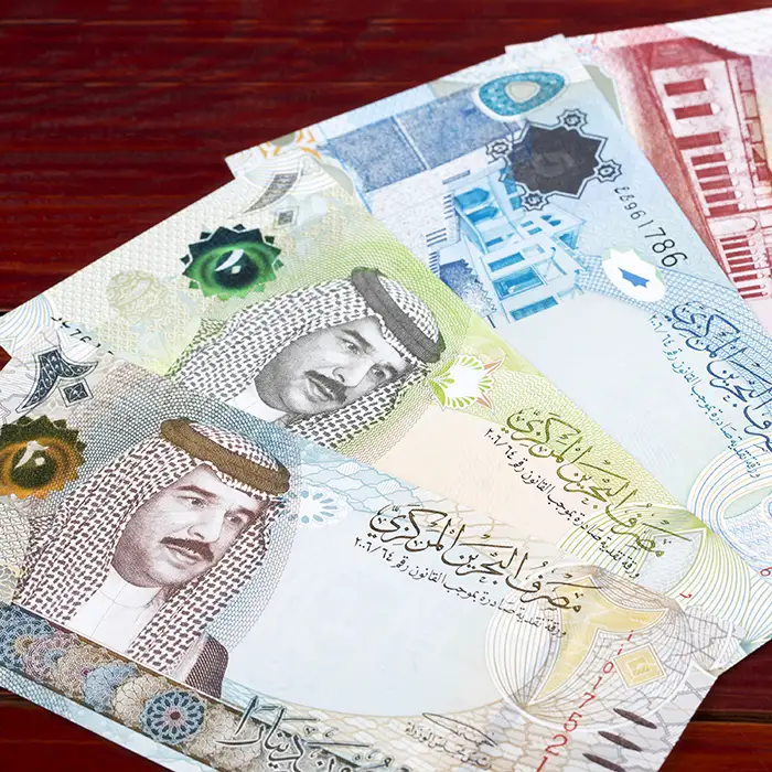 closeup view of foreign currency Bahraini dinar 