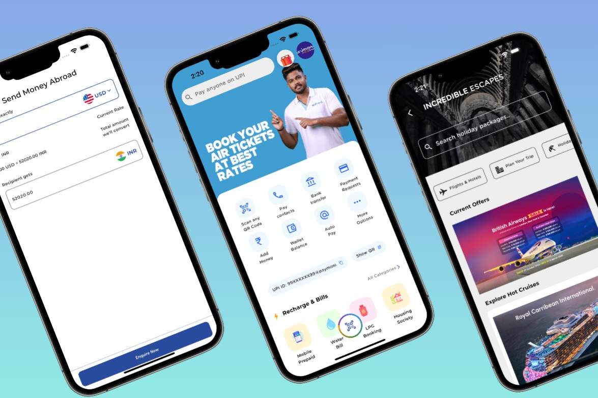 Showing Unimoni app in mobile phone